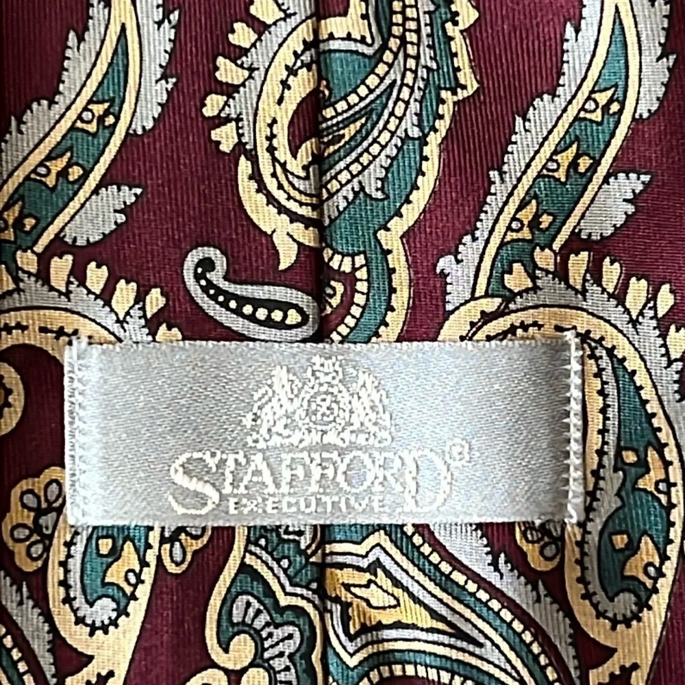 STAFFORD Executive Paisley Print Silk Tie